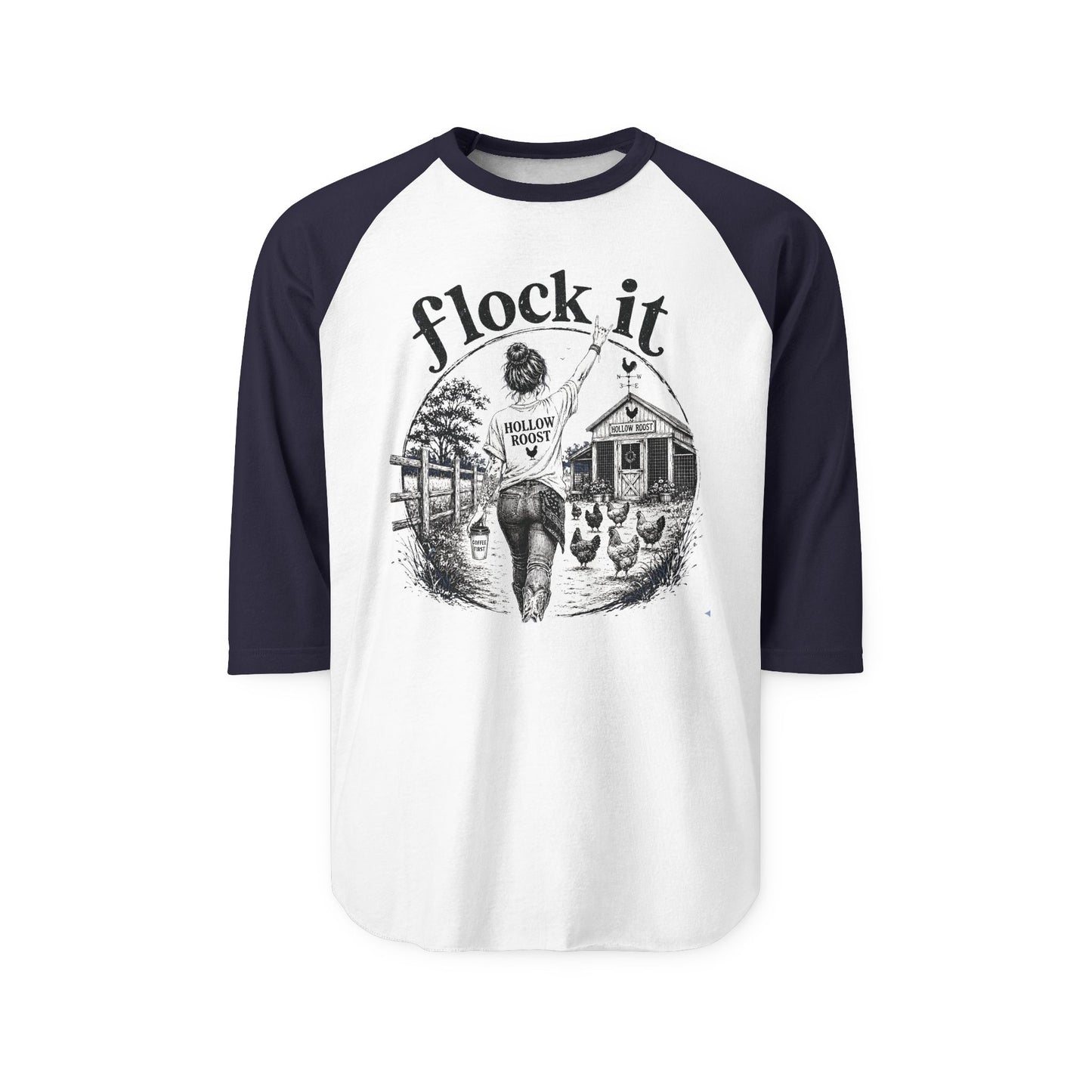 Flock it Unisex Three-Quarter Sleeve Raglan Shirt
