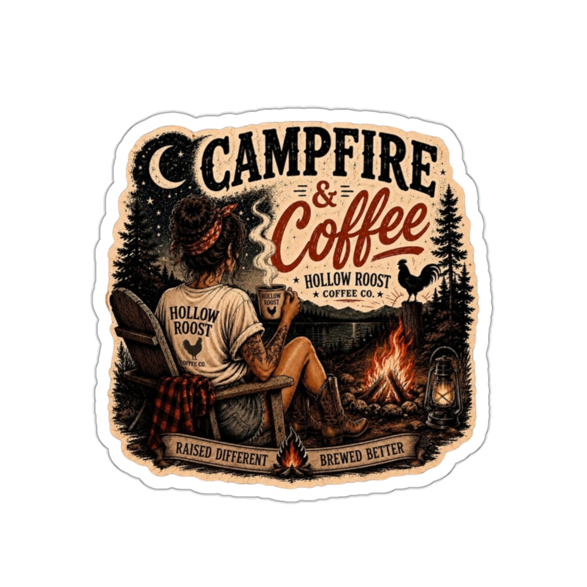 Campfire and Coffee Die-Cut Stickers