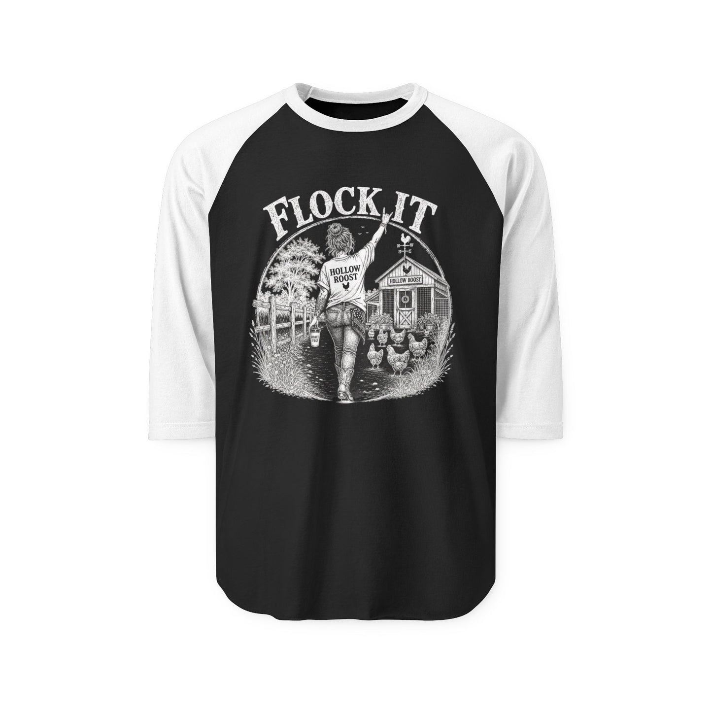 Flock it inverse Unisex Three-Quarter Sleeve Raglan Shirt